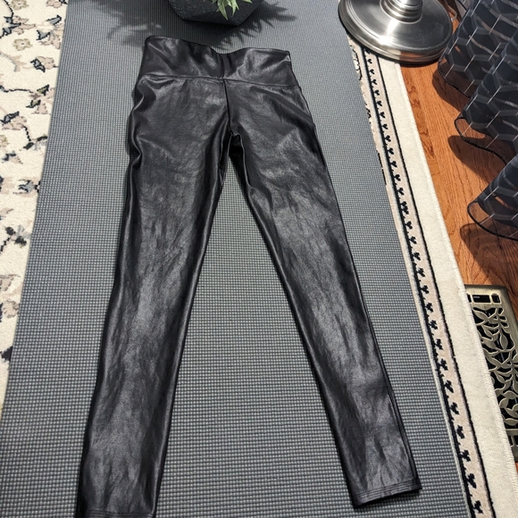 SPANX Black Faux Leather Petite Leggings - Picture 2 of 9